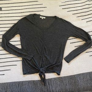 Gray Crew Neck Tie Front Sweater Madewell XS